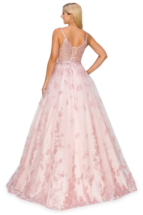 Bliss Multi Color Glittered Embroidered Applique Beaded Gown for Women, Sizes XS-3XL - SophiasStyle.com